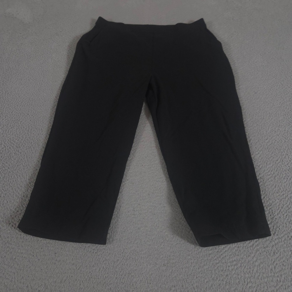 L.L. Bean Pants Womens XL Black Perfect Fit Straight Leg Crop Solid Knit Pocket